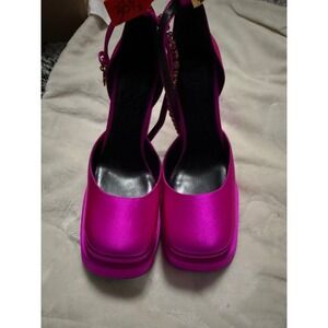Versace Medusa Pink Satin Platform Heels (38.5 / Fits US 7–7.5)